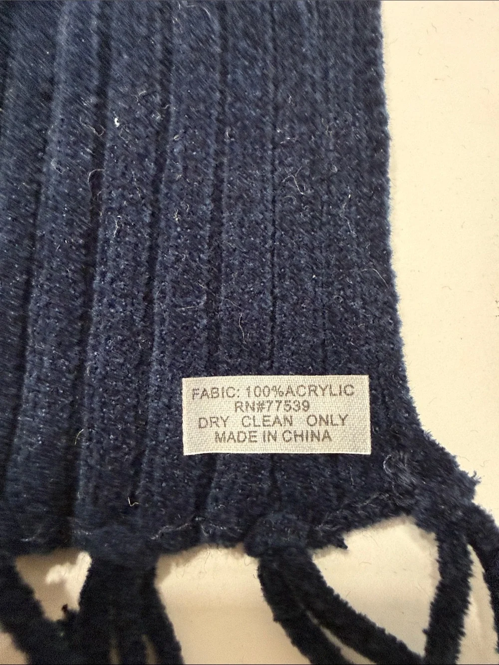 Men's Burgundy and Navy Ribbed Knit Scarf - Unbranded